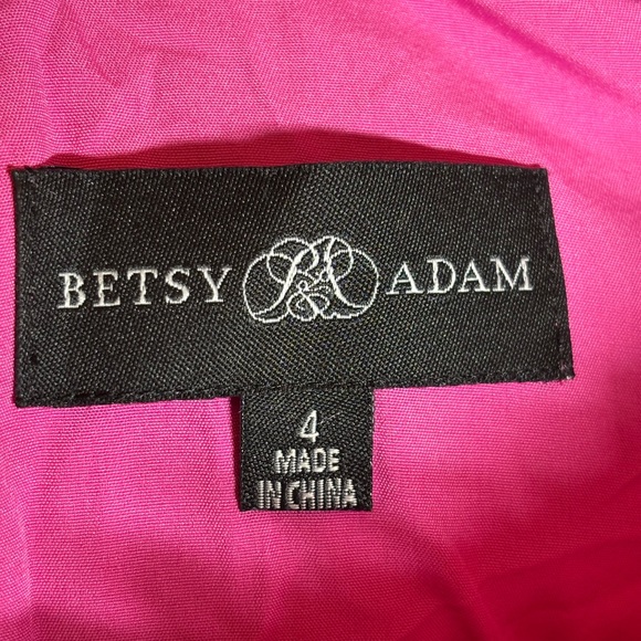 New Betsy & Adam Tiered Tulle Ruffle Corset Gown Dress Size 4 Hot Pink Mesh - Picture 11 of 11